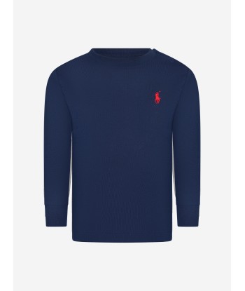 Ralph Lauren Baby Boys Long Sleeve T-Shirt in Navy en ligne des produits 