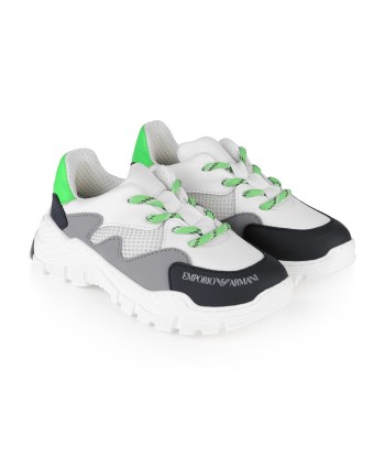 Emporio Armani Boys trainers - Blue & Green Leather Trainers la chaussure