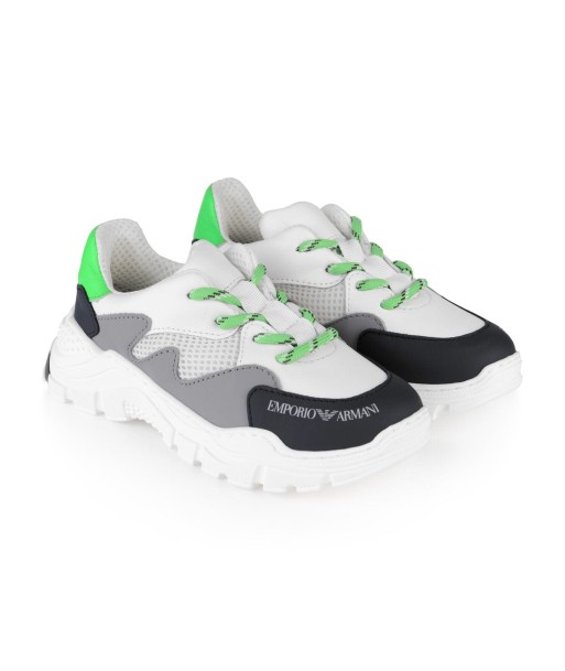 Emporio Armani Boys trainers - Blue & Green Leather Trainers la chaussure