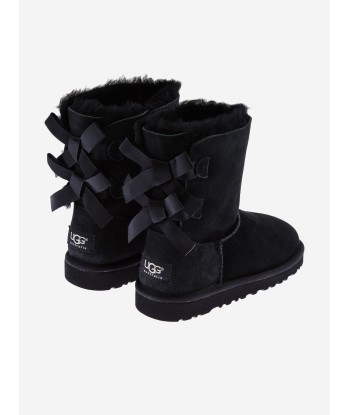 UGG Girls Sheepskin Long Bailey Bow Boots in Black de pas cher