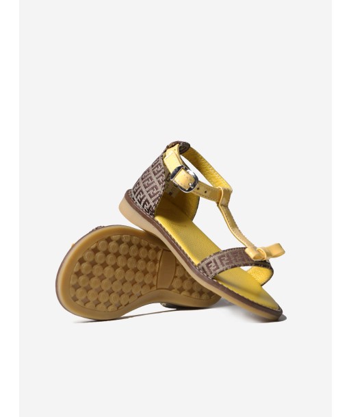 Fendi Girls FF Logo Sandals With Yellow Bow 50-70% off 