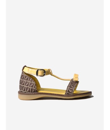 Fendi Girls FF Logo Sandals With Yellow Bow 50-70% off 