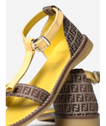 Fendi Girls FF Logo Sandals With Yellow Bow 50-70% off 