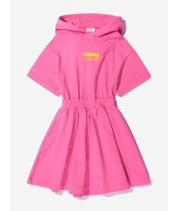 Fendi Girls Cotton Hooded Logo Dress Pour