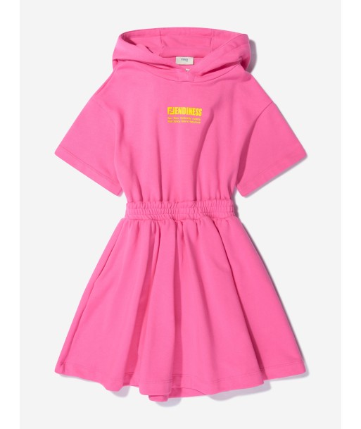 Fendi Girls Cotton Hooded Logo Dress Pour