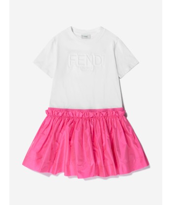 Fendi Girls Cotton Logo Print Dress à prix réduit toute l'année