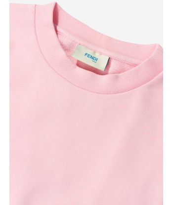 Fendi Girls Cotton Cropped Logo Tape T-Shirt pas cheres