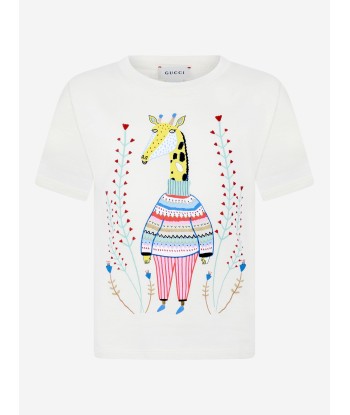 Gucci Girls Cotton Giraffe T-Shirt livraison gratuite