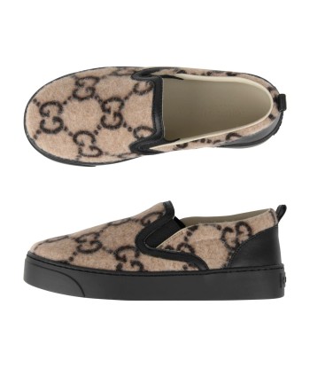 Gucci Beige GG Wool New Board Slip On Trainers Livraison rapide