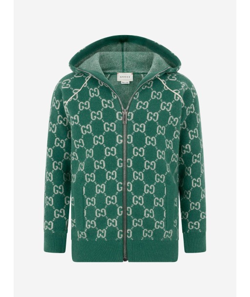 Gucci Boys Wool GG Hooded Zip Up Cardigan français