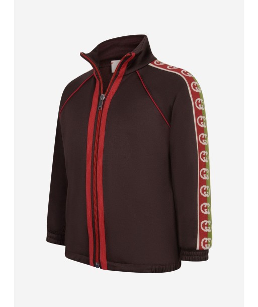 GUCCI Boys Technical Jersey GG Trim Zip Up Top soldes