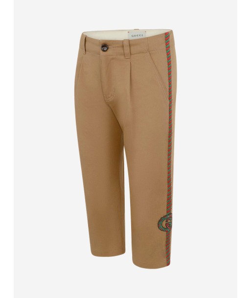 GUCCI Boys Beige Gabardine Trousers livraison gratuite