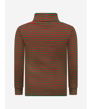 Gucci Kids Cotton Striped Logo Turtle Neck T-Shirt store