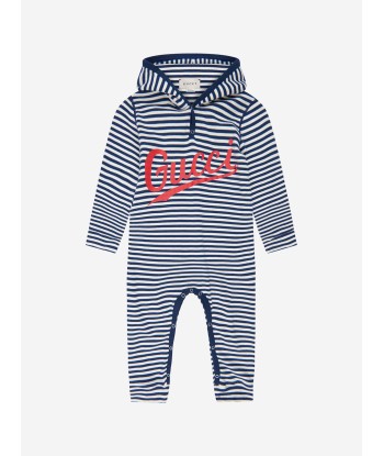 Gucci Baby Boys Cotton Logo Striped Hooded Babygrow Paris Déstockage Promo