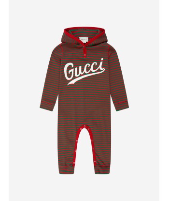 Gucci Baby Boys Cotton Logo Striped Hooded Babygrow Dans la société mordern