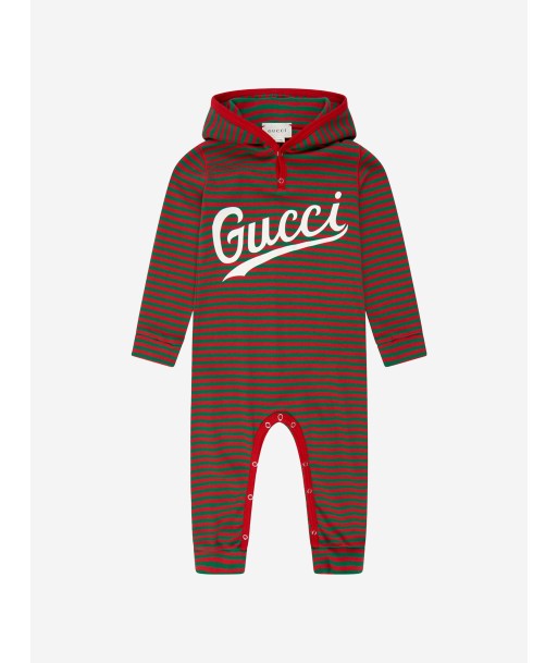 Gucci Baby Boys Cotton Logo Striped Hooded Babygrow Dans la société mordern