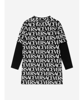 Versace Girls Long Sleeve Logo Dress en stock