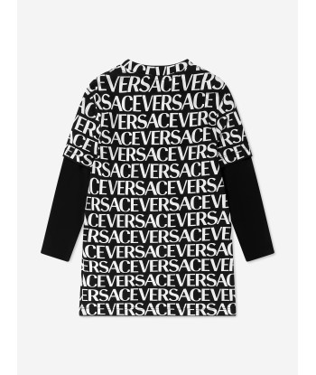 Versace Girls Long Sleeve Logo Dress en stock